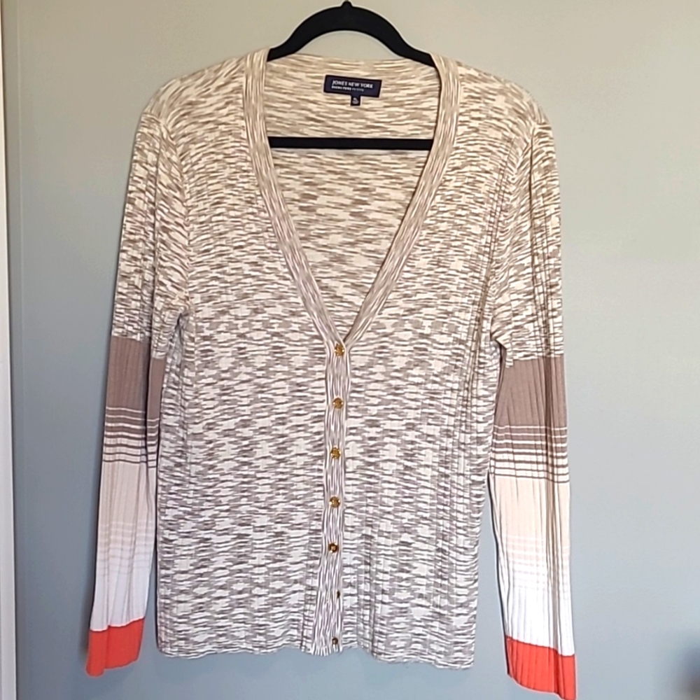 Jones New York Signature Petite Cardigan Long Sleeve button L